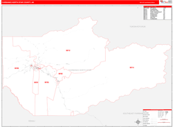 Fairbanks North StarBorough (County), AK Wall Map Zip Code Red Line Style 2024